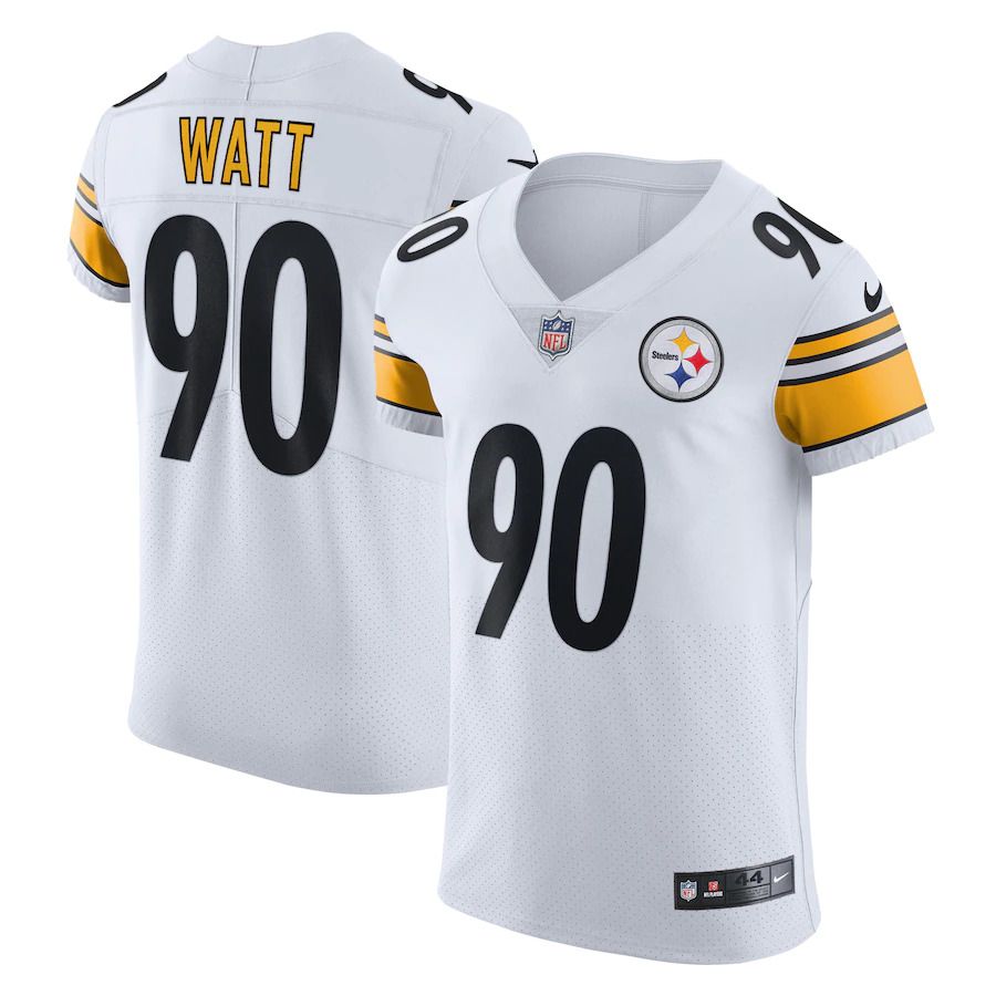 Men Pittsburgh Steelers #90 T.J. Watt Nike White Vapor Elite Player NFL Jersey